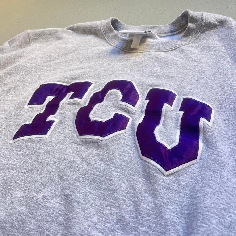 TCU Champion Sweatshirt Womens Large Gray Purple College Crewneck Pullover - Picture 5 of 6